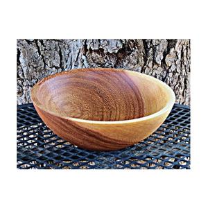 Grand bol en bois d'acacia rond naturel fait à la main, Snack en bois salade fruits nourriture soupe nouilles pâte bols - Product Image 6