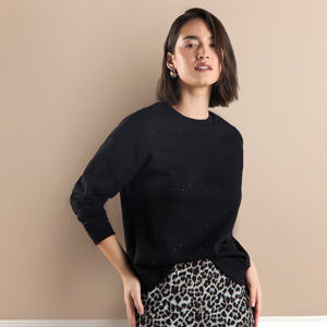 Sudadera de Invierno para Mujer con Pedrería, Cuello Redondo, Forro Polar, Algodón Suave, Cálida, Transpirable, Ecológica, Bordado 3D - Product Image 2