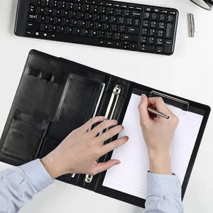 Carpeta de archivos de cuero Portadocumentos Carpeta de 3 anillos de oro con cubierta de archivo de cuero personalizada - Product Image 4