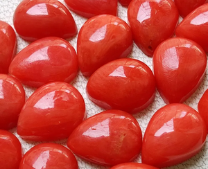 อัญมณีทรงหลังเบี้ยทรงลูกแพร์สีแดงปะการังธรรมชาติขนาด6X8มม. 100% อัญมณีปรับเทียบได้ - Product Image 4