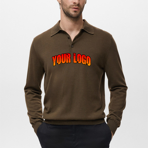 2025 OEM à la mode Logo brodé personnalisé chandails boutonnés pour hommes tricots à manches longues chandails pour hommes chauds personnalisés - Product Image 1