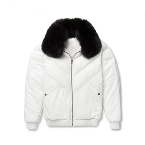 Blouson aviateur d'hiver fait à la main de qualité supérieure pour hommes fait sur mesure de haute qualité grande taille mode capuche en fourrure imperméable bouton imprimé bas quantité minimale de commande - Product Image 3