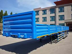 Semirremolque de Acero Azul con Laterales Abatibles, Tres Ejes, para Transporte de Contenedores y Carga a Granel - Product Image 1