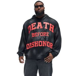 New Fashion Custom Sun Faded Hoodies Streetwear Heavyweight Acid Washed Distressed Men's Hoodies - Product Image 1