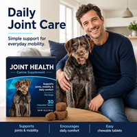 Complément Articulaire Haute Efficacité pour Chiens : Glucosamine 500mg, MSM, Chondroïtine – 30 Comprimés à Croquer pour la Mobilité Canine – Boîte de 45g