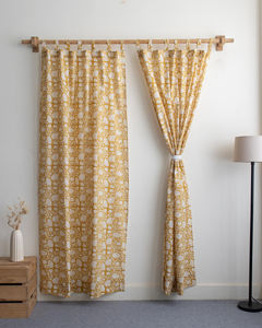 Cortinas al por mayor 100% algodón indio con estampado floral a mano para sala de estar y oficinas - Product Image 1