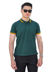 เสื้อโปโลทรงสลิมฟิตสำหรับผู้ชายเสื้อยืดคอสีตัดกันแขนสั้นเสื้อโปโลผ้าฝ้ายลำลองสำหรับใส่ออกกำลังกาย - Product Image 3