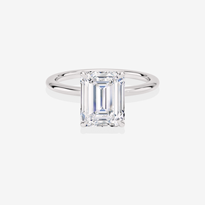 แหวนหมั้นเพทิตโซลิแทร์ทองคำ 14k ประดับเพชรทรงเอเมอรัลด์จากแล็บ - Product Image 5