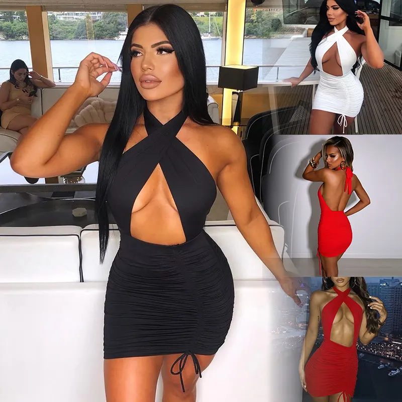 Hollow Out Mini Party Black White Wholesale 2023 Wear Sexy Women Night Bodycon Club Dresses