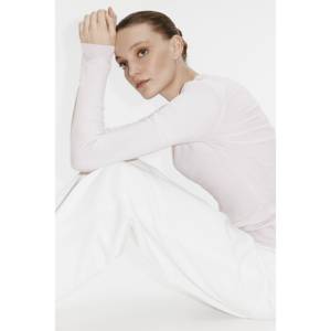 Chemisier en laine tricotée fine pour femme, coupe longue, style vintage, ajusté, taille XL, tissage, toutes saisons - Product Image 1