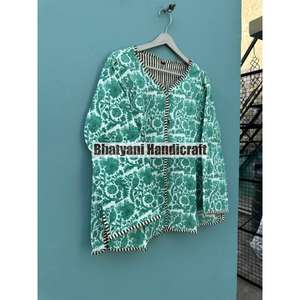 Femmes belle pêche Floral 100% coton matelassé manteau nouveau Style léger réversible veste courte pour l'automne en gros - Product Image 3