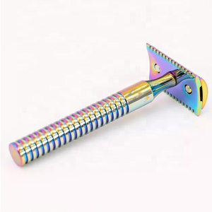 Rasoir de sécurité pour hommes réutilisable écologique de qualité supérieure en acier inoxydable couleur arc-en-ciel double lame caractéristique jetable - Product Image 1