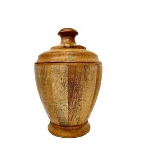 <b>Tall</b> Elegant Wooden Urn with Tapered Silhouette Natural Grain Pattern and Hand Finished Smooth Surface - Product Image 5