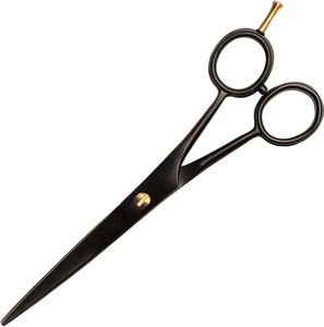 Tijeras profesionales de peluquero negro y dorado de 6,5 pulgadas, hoja recta de acero inoxidable para uso en belleza - Product Image 3