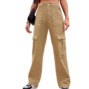 2025 vente en gros pantalon Cargo pour femmes personnalisé couleur unie haute rue mode vêtements d'extérieur respirant Cargo pantalon pour femmes - Product Image 3