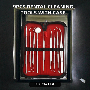 9Pcs Manual Stainless Steel Oral Hygiene Instruments Set Case <b>Dental</b> Teeth Gum <b>Cleaning</b> <b>Tools</b> Tartar Calculus Plaque Remover - Product Image 2