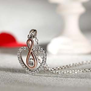 Jeulia "You Complete Me" <b>Infinity</b> Heart Sterling Silver Diamond <b>Necklace</b> - Product Image 6
