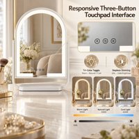 Miroir de Maquillage de Table en Aluminium Arqué de 3 mm avec Interrupteur Tactile et Luminosité LED Réglable – Vente en Gros