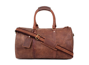 Sac polochon fait main en cuir véritable pleine fleur Style vintage en cuir de buffle bagage de voyage de nuit avec fermeture à glissière - Product Image 5