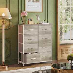 Modern 8 Drawer Dresser Black Metal Fabric <b>Storage</b> Chest Bedroom Organizer - Product Image 6