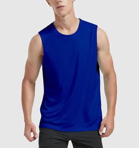 <b>Oversized</b> Men's Cotton Spandex Workout Gym Tank <b>Top</b> Sleeveless Shirts Custom Logo Loose Fit Tees - Product Image 1