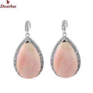 Belles boucles d'oreilles vintage en argent 925 pour femmes faites à la main avec des bijoux de boucle d'oreille en pierre principale d'opale rose multicolore CZ - Product Image 2