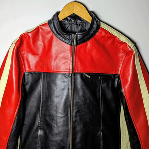 Men's Red & Black Racing Genuine Cowhide Leather Racing Motorbike Jacket CE Armours Protections Motorcycle Jacket For Men - Product Image 4