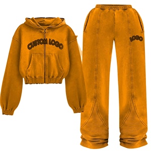 Ensemble assorti avec logo personnalisé et design Ensemble sweat à capuche zippé et pantalon d'athlétisme Ensemble jogging et survêtement respirant 2 pièces pour femmes - Product Image 1