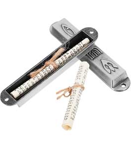 Argent brillant blanc émaillé à la main bijoux métal alliage de zinc juif défilement Mezuzah cas résistant aux intempéries porte Art pour la maison bénédiction - Product Image 4