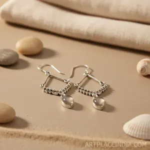 Boucles d'oreilles pendantes en argent 925 avec quartz rose pour femmes, bijoux en pierres précieuses en cristal - Product Image 3