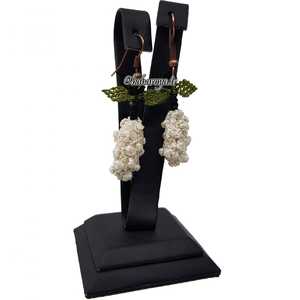 İğne Oyası Dut Küpe Krem Moda Elbisesi Başörtüsü - Product Image 1