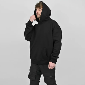 Sweat-shirt à capuche en molleton surdimensionné pour homme, couleur unie, pull décontracté, coupe classique, vêtements d'automne - Product Image 5
