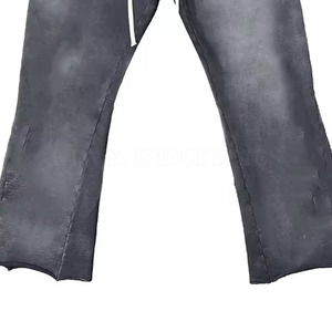 Pantalon de survêtement évasé délavé à l'acide pour homme, nouvelle collection, style unique, respirant - Product Image 5