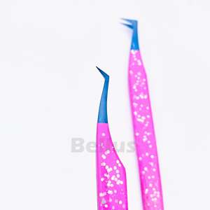 Pince à cils professionnelle en acier inoxydable de haute précision outils de pointe de fibre de Logo personnalisé pour l'extension de cils de Volume - Product Image 4