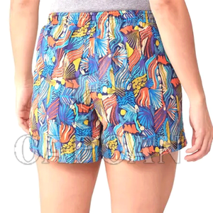 Pantalones cortos de harén con logotipo de marca personalizable para mujer 100% algodón con cintura elástica y bolsillos estampados por sublimación - Product Image 3