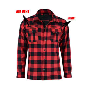 Camisa Protectora de Motociclista con Armadura Extraíble para Hombre y Mujer, Diseño a Cuadros, Rojo y Negro, Antidesgarro, Certificación CE, Transpirable, Personalizable - Product Image 4