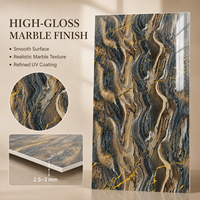 Panneau mural en PVC brillant MORLENX Luxury Dark Gold Vein UV Marble Sheet pour la décoration intérieure d'hôtels et de villas