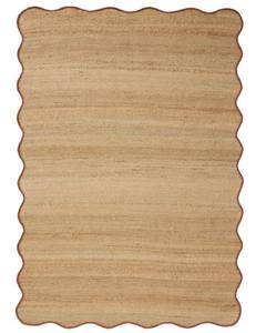 Handwoven Natural Jute <b>Rug</b> with <b>Scalloped</b> Edges | Eco Friendly Rectangular Floor Carpet for Living Room Bedroom Home Decor - Product Image 1