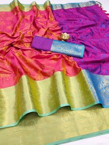 India Pakistani Designer Feestkleding <span class=keywords><strong>Saree</strong></span> Puur Zijde <span class=keywords><strong>Saree</strong></span> Zuid Indian Zijde <span class=keywords><strong>Saree</strong></span> Met Weefwerk Rand - Product Image 5