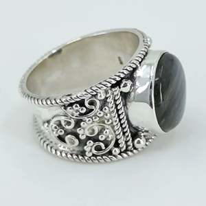 Handmade Boho 925 Sterling Silver <b>Ring</b> <b>Labradorite</b> Round Shape November Birthstone Jewelry Perfect Gift for Her Birthday - Product Image 3