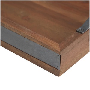 Ensemble de plateaux de rangement en bois massif de qualité supérieure avec poignées métalliques robustes, design empilable, bord surélevé pour table à manger, table basse, décoration intérieure - Product Image 3