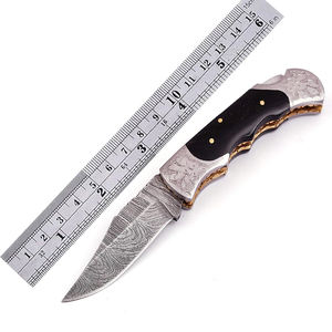 Navaja de bolsillo plegable de acero de Damasco hecha a mano, navaja de calidad de borde afilado para llevar todos los días, cuchillo de Camping, personalización OEM - Product Image 3
