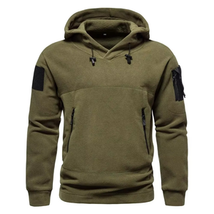 2025 mode homme vêtements 5XL grande taille couleur unie polaire sweat à capuche zippé avec poches 100% coton Baggy sweat pour hommes - Product Image 1