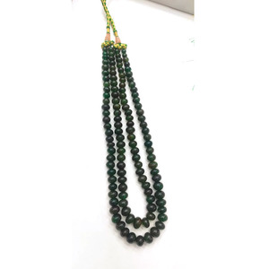 Collier de perles de rondelle lisse en pierre de fraise verte naturelle Taille 8-12mm de longueur 20-24 pouces 2 couches collier vintage de perles - Product Image 6