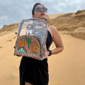 Recién llegado, mochilas transparentes de PVC de cuero con herramientas manuales reales, mochilas transparentes de cuero con estilo, bolsas de estadio de estilo occidental - Product Image 1