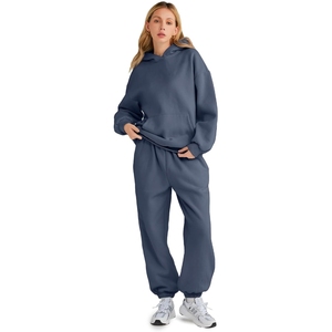 Nouveau design 2025 femmes survêtement uni noir coupe ajustée 100% coton polaire survêtement impression personnalisée pull sport femmes survêtement - Product Image 1