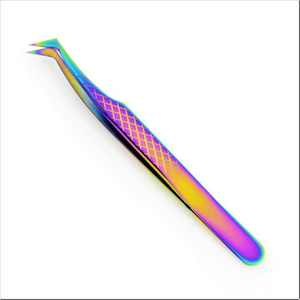 Pince à épiler d'extension de cils en acier inoxydable de qualité professionnelle avec poignée en diamant 11.5cm et 12.5cm cils multicolores de volume arc-en-ciel - Product Image 1