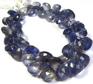<b>Top</b> Natural Blue Iolite Faceted Gemstone Beads 8-10mm <b>Heart</b> Iolite Beads For Jewelry Making 7"Strand Blue Iolite Gemstone Beads - Product Image 1