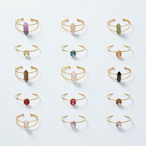 กำไลข้อมือพลอยโรสควอตซ์แบบสองจุดกำไลชุบทองทำด้วยมือ - Product Image 4