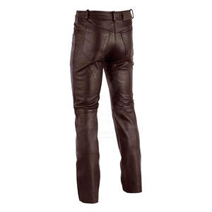 Ventes chaudes Pantalons en cuir foncé légers à taille mi-haute avec braguette boutonnée pour hommes Service OEM Vente en gros Fabriqué au Pakistan - Product Image 3